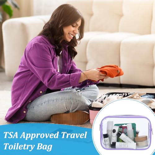 4 Pcs Clear Cosmetic Bags, 4 Colors TSA-Friendly Design Makeup Bag Clear, Versatile TSA Approved Quart Size Bag for Travel Toiletries and Organization(20 × 13 × 6 cm)
