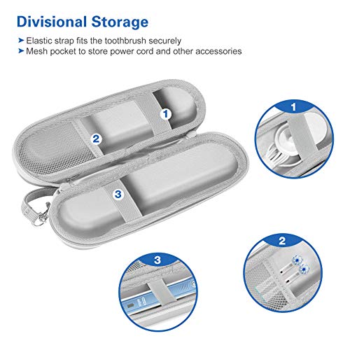 ProCase Travel Case for Oral-B/Oral-B Pro Smartseries/IO Serie Sonicare Protective Clean Electric Toothbrush, Hard EVA Case Cover Storage Bag Holder with Mesh Pocket for Accessories -Silver - color: Silver