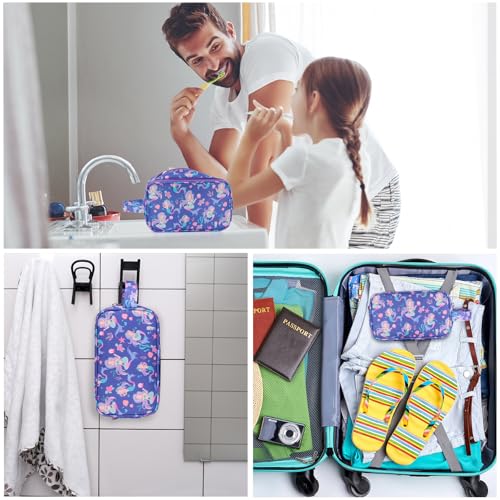 Mermaid Kids Toiletry Bag for Girls, Travel Toiletry Bag for Little Young Girls Cosmetic Bag Makeup Bag Waterproof Hanging Wash Bag Toddler Toiletries, Purple - color: Purple Mermaid