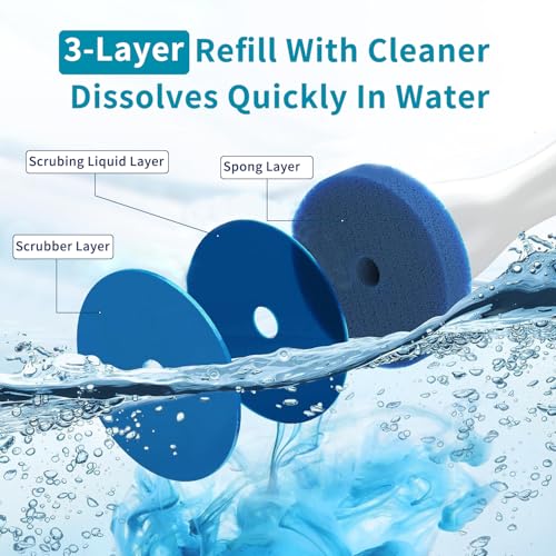 Electric Toilet Brush and Holder Set, Hillyfe Motorized Toilet Brush with 15 Disposable Refill Heads, Hard Nylon Brush 360 Degree Cleaning, Rechargeable - style: Electric Toilet Brush and Holder Set