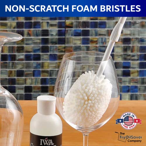 Foam Goblet Wine Glass Cleaner Brush - Foam Wine Glass Brush Cleaner - Non-Scratch & Soft Bristles for Wide Neck Glasses - Dishwasher Safe - For Home, Hotel, Restaurant, Bar - by FryOilSaver Co. B232C - size: Goblet