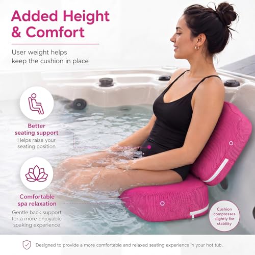 Yerliker 1 Pcs Foldable Hot Tub Booster Seat for Adults Adjustable 2 Heights up to 6.3", Weighted Booster Seat 3D Air Mesh Hot Tub Accessories Quick Dry Micro Dot Non Slip for Spa Bathtub Pool (Pink) - color: Pink
