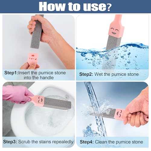 Navona 8 Pack Pumice Stone Scouring Sticks with 2 Universal Handles, Grey Pumice Stone Cleaner for Cleaning Toilets, Bathrooms, Kitchens, Spas and Pools - color: 8-PACK