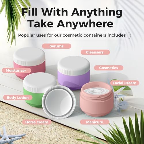 Travel Containers for Toiletries, 4-Pack TSA Approved Silicone Jars (1oz) - BPA Free Leakproof Cosmetic Containers for Creams, Lotion, Skincare & Makeup with Bonus Waterproof Bag -Mix Pink - color: Pink, size: 30ML