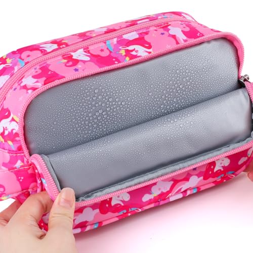 Unicorn Kids Toiletry Bag for Girls, Travel Toiletry Bag for Little Young Girls Cosmetic Bag Makeup Bag Waterproof Hanging Wash Bag Toddler Toiletries, Pink - color: Pink Unicorn