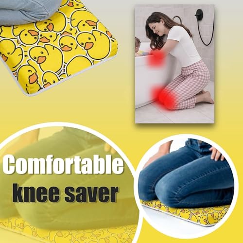 Bath Kneeler –8 Suction Cups & 2" Thicker Padding.Certified Bath Kneeling Pad for Bath Tub & 5 Bath Toy Organizer. Fast Dry Bath Kneeler and Elbow Rest Pad Set. Baby Bath Essentials by Supa Ant-Duck - color: Yellow Duck With White Pockets