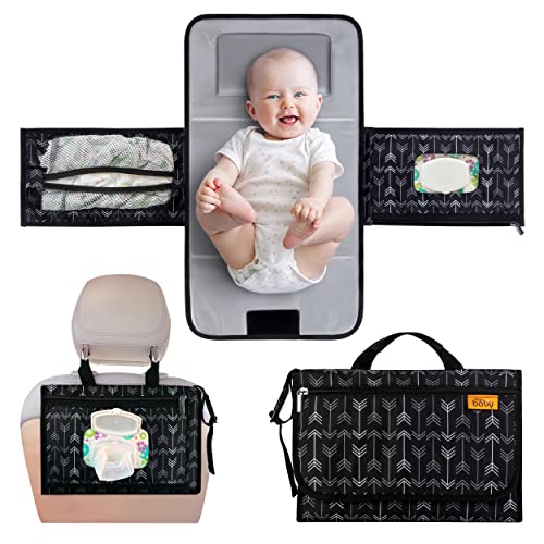 Kopi Baby Portable Diaper Changing Pad-Baby Diaper Changer Travel Bag with Wipes Pocket, Smart Design Portable Changing Mat, Infant Travel Station Kit, Gift for Newborn Girl & Boy-Black Arrows, Modern - color: Black Arrows, size: Modern