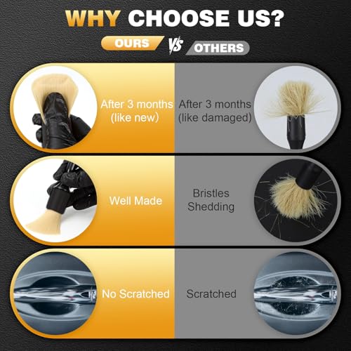 MVEQRRN 10PCS Car Detailing Brush Set,Boars Hair Detail Brush Kit(Black) | Ultra Soft No Scratch, Car Dust Brush,Car Detailing Brushes Kit, Detail Brushes Car Detailing for Interior Exterior - color: 10pcs detail brush set black