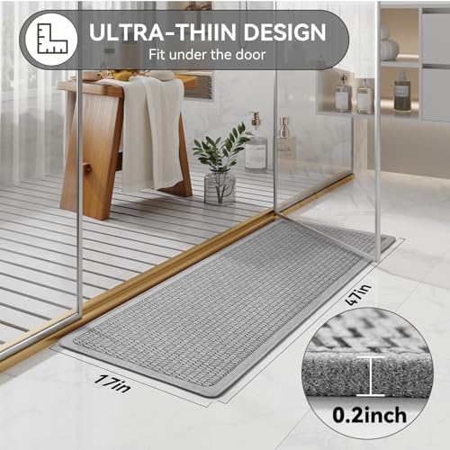 YDKGL Bathroom Runner Rug, Thin Bath Mat Bathroom Rugs Non Slip Washable, Rubber Backing Quick Dry for Floor, Tub and Shower, Grey 17x47 - color: Bl- Grey, size: 17"x 47"