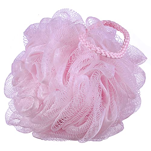 60g/pcs Pink Mesh Bath Sponge Shower Pouf Loofahs Shower Puff Pack of 4 (Pink) - color: Pink