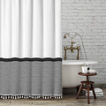 Seasonwood 84 inch Extra Long Shower Curtain Black and White Shower Curtain with Tassel 72" W x 84" L Farmhouse Striped Shower Curtains for Bathroom Fabric Shower Curtains - color: Black and White, size: 72"W x 84"L (Pack of 1)