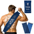 Yiclick Dual-Textured Exfoliating Washcloth Towel - Back Scrubber for Use in Shower Bath, Exfoliating Body Scrubber Exfoliator, Japanese Exfoliate Loofah Lufa Sponge Wash Cloth for Women Men - color: Blue