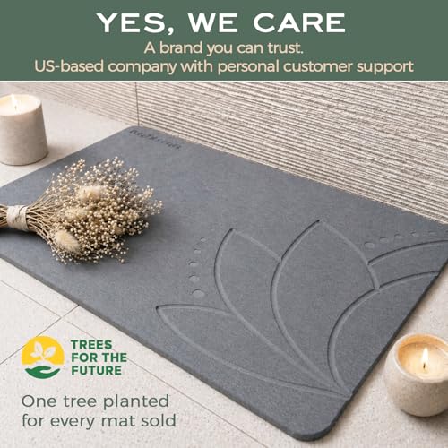 Stone Bath Mat for Bathroom – Diatomaceous Earth Bath Mat, Quick Dry Bathroom Stone Mat, Non Slip Bath Stone Mat 23.6”×15.4” | West Lotus by JapandiSpirit - color: West Lotus