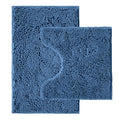 Bathroom Rugs Sets 2 Piece,Super Absorbent Chenille Bath Mats and U-Shaped Toilet Rug,Strong PVC Non Slip Backing,Microfiber Washable Dry Quickly Bath Mats for Bathroom(20"x32"+20"x20"U, Medium Blue) - color: Medium Blue