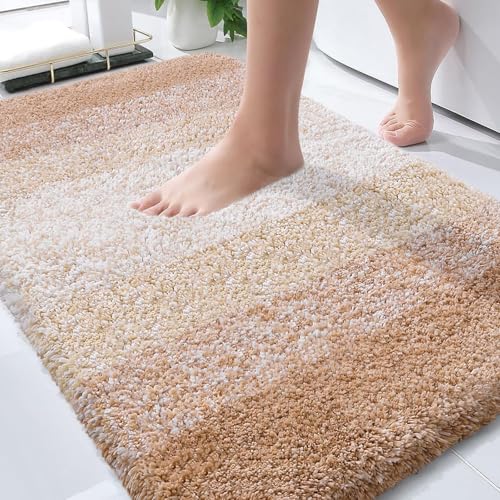 OLANLY Bathroom Rugs Mat 36x24, Extra Soft Absorbent Microfiber Bath Rugs, Rubber Backing, Quick Dry, Machine Washable Bath Mats for Bathroom Floor, Tub and Shower, Home Decor Accessories, Beige - color: Beige, size: 36" X 24"