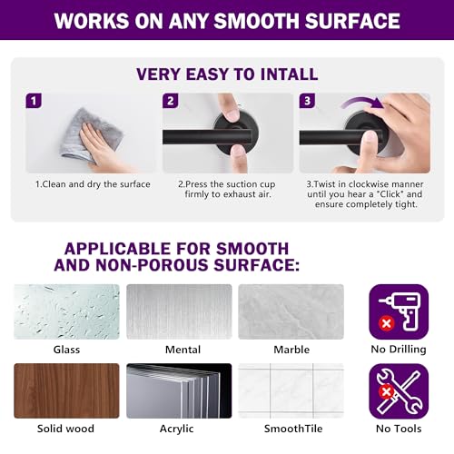 JOMOLA Toilet Paper Holder, Matte Black Stainless Steel Suction Cup Wall Mount, No-Drilling Bathroom Tissue Paper Towel Holder for Kitchen, RV, 1 Pack - color: Black-1 Pack