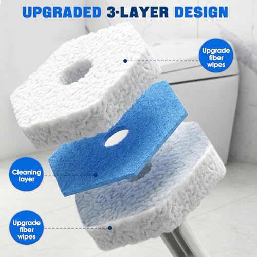 60 Count Toilet Stick Refills,Disposable Toilet Brush Refills Compatible with Clorox Toilet Stick,Upgrade Fiber Cleaner Heads,Secure Lock No Slip,Odor Neutralizing(Not Included Brush Rod) - size: 60 Count