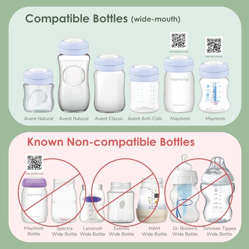 Maymom Screw Lids Aka Travel Caps with Rewritable Sealing Disc Compatible with Avent Bottle, Maymom Wide Mouth Bottles; Cap Replace Avent Natural Bottle Sealing Ring and Sealing Disc, 6pcs. (Blue) - color: Blue
