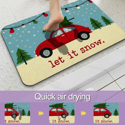 Winter Snow Bathroom Rugs Mat, Super Absorbent Quick Drying Floor Mat for Bathroom Entryway 17"x30" - color: Winter Snow