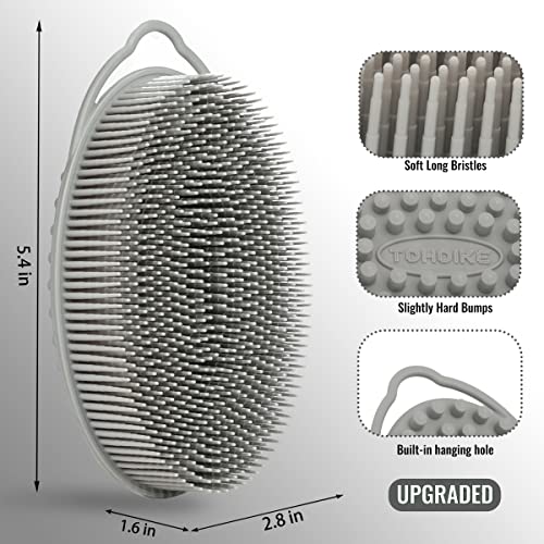 Set of 3 Silicone Body Scrubber Loofah Soft Exfoliating Body Bath Shower Scrubber Loofsh Brush (Black+Gray+Blue 010) - size: Colors: Black, Gray, Blue 010
