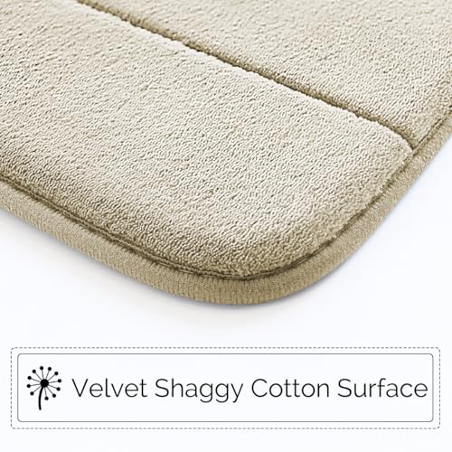 Bathroom Rugs Sets 3 Piece Memory Foam Bath Rugs,Non-Slip Bottom Bath Mat for Bathing,Showering,Machine Washable,Soft Toilet Mat,Beige - color: Beige