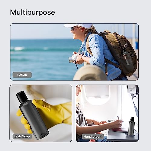 Travel Bottles for Toiletries 3.4 oz - Travel Size Containers for Shampoo Plastic - Small Empty Lotion Squeeze Bottle for Liquid TSA Approved - Leak Proof Mini Conditioner Refillable Black 100ml - color: Black