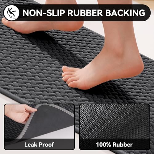YDKGL Bathroom Rugs Non Slip, Super Absorbent Quick Dry Bath Mats for Bathroom, Foam Weave Texture Thin Bath Rugs Washable with Rubber Backing Fit Under Door Outside Shower,16" x 24“ - color: Grey, size: 16" X 24“