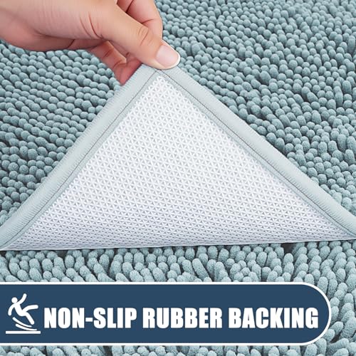 Bathroom Rugs Sets 3 Piece with Adjustable Toilet Seat Cover 19.5"x 18.5" Machine Washable Bath Rug Set with TPR Non Slip Rubber Backing Solid Bath Mat Set for Luxury Bathroom Decoration - color: Light Blue