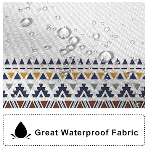AOFOTO White Boho Shower Curtain with Black Tassel Chic Triangle and Geometric Waterproof Shower Curtain Modern Minimalist Bath Curtain Family Bathtub Bathroom Home Decor with Hooks 72x72 Inch - color: Black White, size: 72"W x 72"L (Pack of 1)