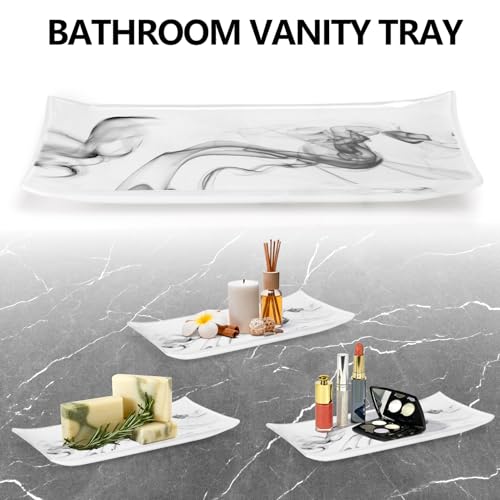 Haturi Bathroom Accessories Set, 4 Pcs Marble Look Sets Soap Dispenser & Toothbrush Holder Counter Top Restroom Apartment Decor Stuff, Glass Kits, Gift for Women and Men, Ink White - style: White