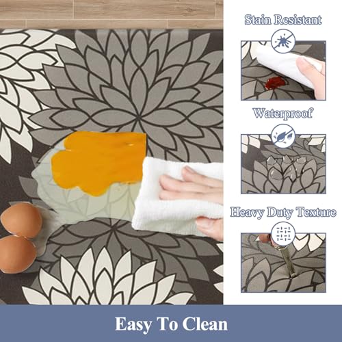 HEBE Anti Fatigue Kitchen Rugs Sets of 2, Non Slip Kitchen Mats for Floor, Waterproof Cushioned Comfort Standing Carpet for Kitchen Sink, Home Office, Laundry Room - color: Black, size: 17.3"x48"+17.3"x28"-0.4"Th