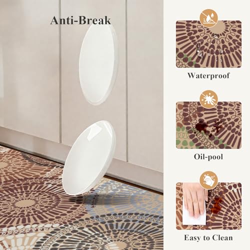 HEBE Anti Fatigue Kitchen Rugs Sets of 2, Non Slip Kitchen Mats for Floor, Waterproof Cushioned Comfort Standing Carpet for Kitchen Sink, Home Office, Laundry Room - color: Floral/Colorful, size: 17.3"x48"+17.3"x28"-0.4"Th