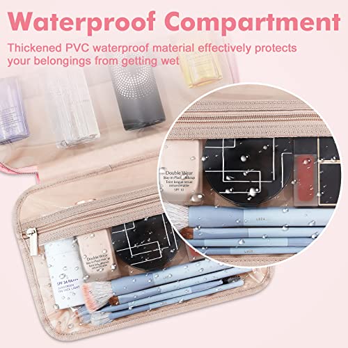 Wedama Toiletry Bag for Women, Medium Cosmetic Travel Bag, Hanging Toiletry Bag for Bathroom, Thickened PVC Waterproof Makeup Bag, Toiletries Bag for Travel Business Trips and Camping, Pink - color: Pink, size: Medium, style: Minimalist