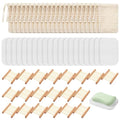 60 Pcs Soap Saver Set with Wooden Soap Dish, Exfoliating Bag, Saver Pads Bulk with Self Drain, Bar Soap Holder Mesh Bag for Shower and Bath Use Home Toilet Kitchen Hotel Restaurant