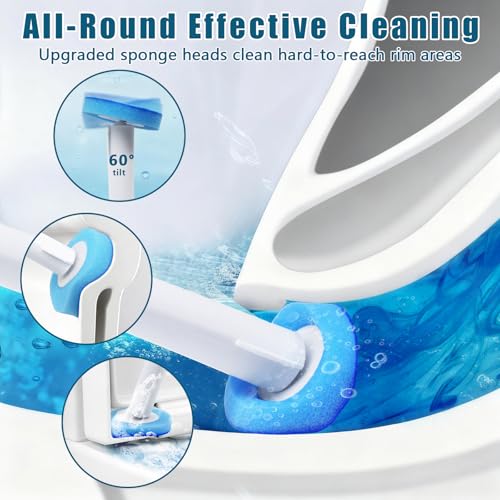 Swingers Disposable Toilet Brush,Toilet Bowl Cleaners,Toilet Cleaning Supplies,Toilet Brush and Holder Set with Cleaner Refills for Toilet Bowl Cleaners,Bathroom Cleaning, Bathtub (White, 2 Pack)