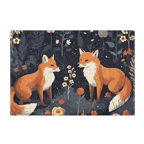 Cute Foxes Bathroom Rug - 16" x24" Ultra Soft Non Slip Toilet Bath Mat Absorbent Plush Shaggy Toilet Rug, Contour Bath Rugs for Toilet Base - size: 1'4" x 2' (Rectangular)