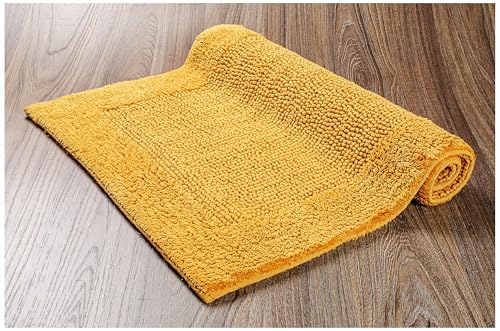 Savi Home Bath Mat Rug 17x24 Honey Mustard, 100% Pure Cotton, Super Soft Bath Rug, Plush & Absorbent, Hand Tufted Heavy Weight Construction, Full Reversible Step Out Rugs - color: Musturd, size: 1'5" x 2' (Rectangular)