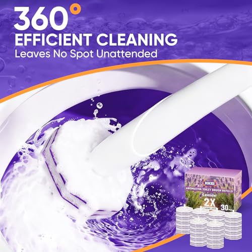 30Ct Aromative Toilet Brush Refills, Toilet Bowl Cleaner Refills, Double-Layer Cleaning Pads Added, Compatible with Most Toilet Brushes，Lavender（Patented） - color: Lavender (30P)