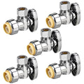 5pcs Angle Stop Valve, 1/2" PTC Input, 3/8" OD Compression Output | for Kitchen, Faucet, Toilet Valves - size: 5×Angle