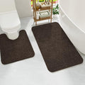HOMORE Bathroom Rug Set 2 Piece,Soft Absorbent Bath Mats Set,Machine Washable Bath Rug Sets for Bathroom Non Slip,(21"x34"+21"x21") Plush Shaggy U Shape Contour Toilet,Brown - color: Brown