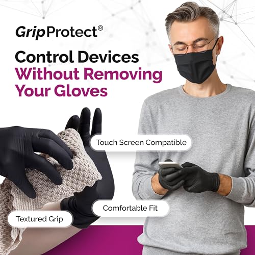 GripProtect® Precise Black Nitrile Gloves, Exam, 4 Mil, Food, Home, Cleaning, Medical/Dental, Tattoo (Small, 100) - size: Small (100 Count)