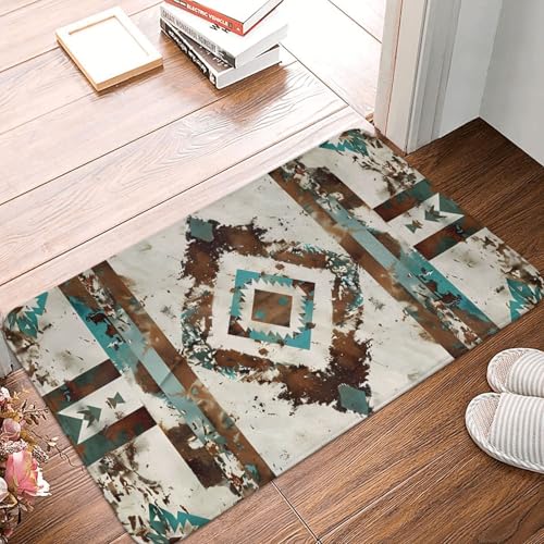 Bath Mat Cowhide Print Western Quick Dry Bathroom Rugs Non Slip Absorbent Shower Flannel Rug Floor Mat for Bathroom,Bathtub,Sink,Bedroom,16"X24" - color: Cay17