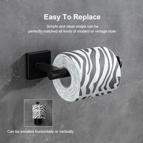 Matte Black Toilet Paper Holder Wall Mount, SUS304 Stainless Steel Bathroom Tissue Roll Holder, Heavy Duty No-Wobble Square Design, Fingerprint Resistant, Hardware Included - color: Matte Black