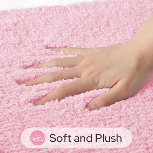 HOMEIDEAS Bathroom Rugs Sets 2 Piece, Super Soft and Absorbent Microfiber Tufted Bath Mats, Non-Slip and Machine Washable Bath Rugs(Light Pink) - color: Light Pink