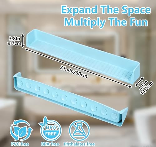 Bathtub Splash Guard for Kids, 2-in-1 Bath Toy Organizer Tub Shelf - color: Blue