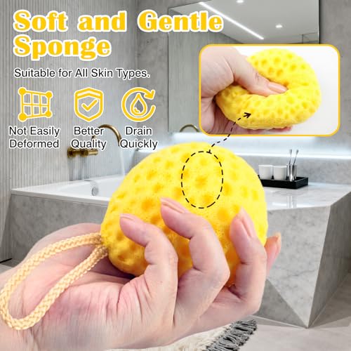 2-Pack Deep Cleansing Bath Sponges – Soft PU Foam Loofah for Shower, Rich Lather & Gentle Exfoliation, Durable Yellow Color Design