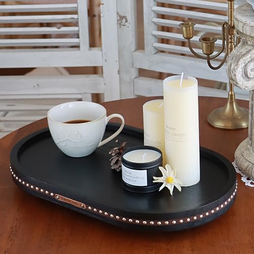 Decor Decorative Round Tray 11.81in for Home Decor for Coffee Table Farmhouse Kitchen Table Living Room Bathroom Centerpiece Tray Decor Oval Black - color: Oval Black
