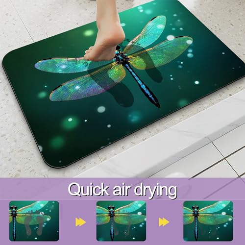 Dream Dragonfly Bathroom Rugs Mat, Super Absorbent Quick Drying Floor Mat for Bathroom Entryway 17"x30" - color: Dream Dragonfly