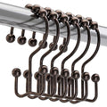 Titanker Shower Curtain Hooks Rings, Rust-Resistant Metal Double Glide Shower Hooks for Bathroom Shower Rods Curtains, Set of 12 Hooks - Bronze - color: Bronze, style: Modern