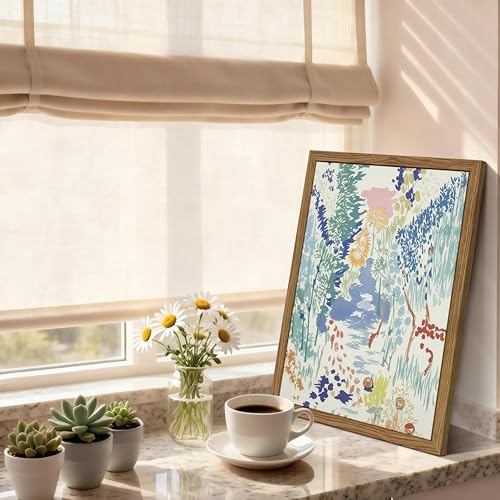 Abstract Matisse Wall Art, Vintage Colorful Nature Wall Decor, Retro Forest Paintings, Impressionist Landscape Pictures Canvas Prints for Living Room Bedroom Dining Room Office 16x24in Wood Framed - color: Matisse Abstract, size: 16x24Inch Framed